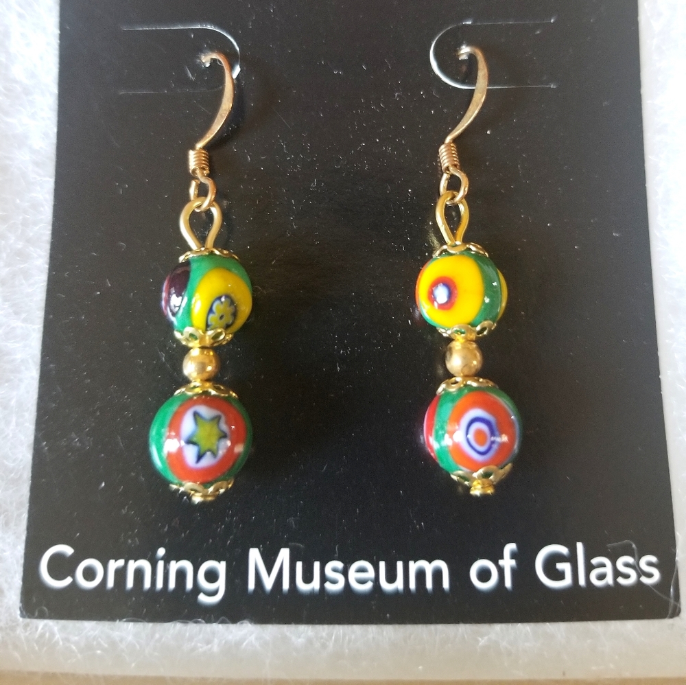 Millefiore Murano Glass Bead Earrings